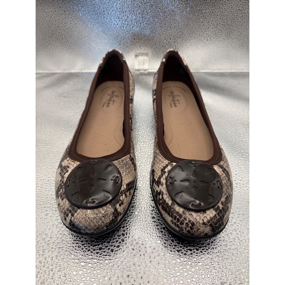 Clark Collection Snake Print Ballet Flats Brown Medallion 261478304060 Women 7.5
